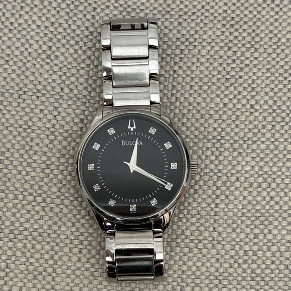 Bulova Silver and Black Minimalist Watch